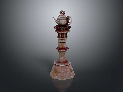 Vintage Decorative Teapot with Multi Layered Tower Base for Home Living Decoration 3d model