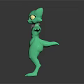 Green Humanoid Game And Movie Character With Cat Ears Yellow Eyes And Outstretched Arms