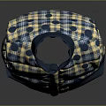 Blue and Yellow Plaid Vest With Round Dots Stand Collar Front Button And Side Pockets 3d model