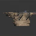 Stone Rock Platform Structure With Metal Railing Circular Central Area And Figure