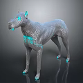 3D Dog Character With Gray Body And Blue Glowing Ears Eyes Nose Paws