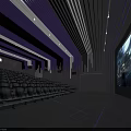 Modern Cinema Interior With Large Screen Comfortable Seats And Ceiling Design 3d model