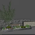 Landscape Feature Wall Design With Stone Finish Water Feature Bamboo Plant and Decorative Pebbles