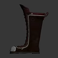 Knee High Leather Boots With Lace Up Design And Silver Toe Caps