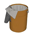 Brown Fabric Storage Basket with Gray Lining and Cloth on the Side