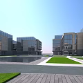 Modern Industrial Plant Complex With Glass Facades Green Lawns And Open Plaza Areas