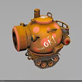 Yellow Military Vehicle With Tracks Pink Spots 6K Logo And Round Design