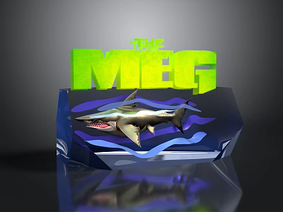 Shark Figure From The Meg Movie With 3D Blue And Green Design 3d model