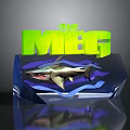 Shark Figure From The Meg Movie With 3D Blue And Green Design