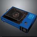 Portable Blue Gas Grill With Rustic Grill Rack Control Knob And Display Panel