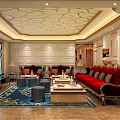Luxurious KTV Lounge With Large Screen Green Sofas Coffee Table And Wine Racks