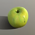 Close Up View Of Fresh Ripe Green Apple With Natural Shadow On Gray Background