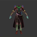 Stylish Black Robe Outfit With Metal Decorations Red Belt Spiked Hands And Red Boots