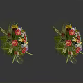 Colorful Flower Arrangements With Black Iron Stand And Placed On Floor With Vibrant Blooms