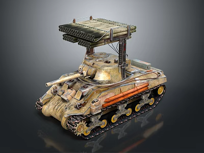 Detailed Vintage Military Tank Model With Tracks And Top Mounted Equipment 3d model