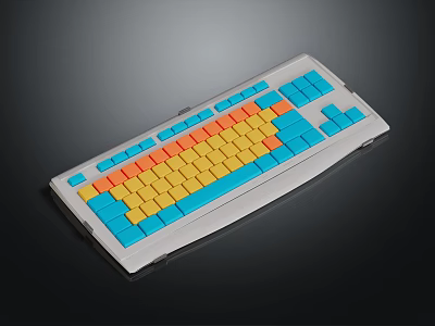 Colorful Computer Keyboard With Blue Yellow Orange Keys And White Frame 3d model