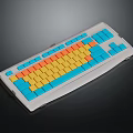 Colorful Computer Keyboard With Blue Yellow Orange Keys And White Frame