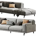 Modern Sectional Multi Person Sofa With Gray Fabric And Decorative Pillows 3d model