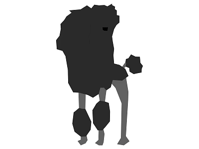 Reptile With Dinosaur Like Body Structure Thick Legs Simple Black And White Illustration 3d model