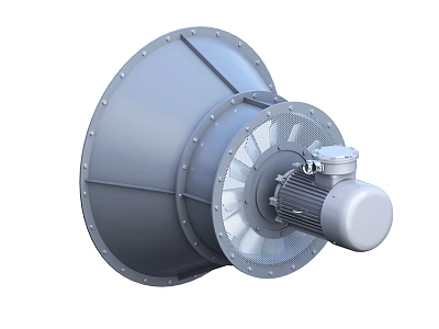 Heavy Duty Industrial Blower With Motorized Blades And Steel Housing For Ventilation 3d model