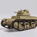 Vintage Military Tank With Turret Cannon Tracks And Sand Color Exterior