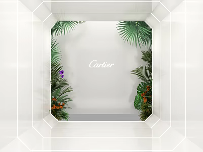 Cartier Photo Check in Spot With Palm Leaves And Tropical Plants 3d model