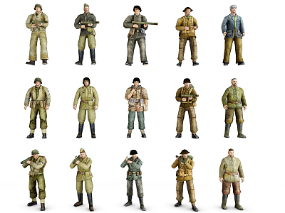 Modern Game Characters World War II Game Characters model