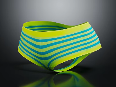 Yellow and Blue Striped Briefs with Comfortable Elastic Waistband for Daily Wear 3d model