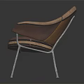Modern Leather Accent Chair with Brown and Dark Brown Upholstery and Metal Legs