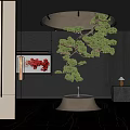 Luxury Hotel Lobby Interior With Hanging Green Plant Modern Chandelier And Sofa