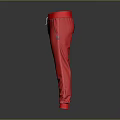 Red Casual Jogger Pants With White Drawstring Elastic Waist And Side Pockets