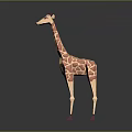 Giraffe Toy Model With Beige Body Pink Spots And Purple Feet Standing On Dark Background