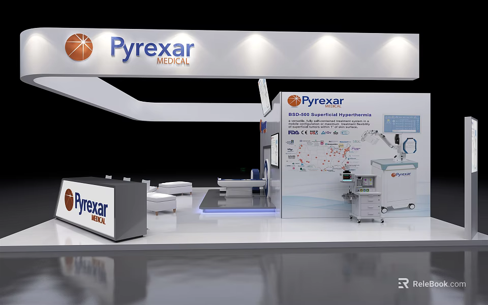 Pyrexar Medical Exhibition Booth Design With Medical Equipment And Display Area 3d model 