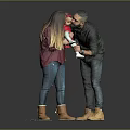 Happy Loving Parents And Baby Playing Together On Black Background