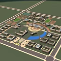 Symmetrical School Campus Layout With Central Courtyard And Multiple Surrounding Buildings