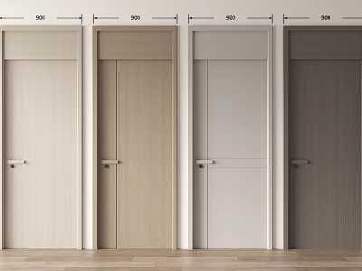 Modern Interior Hinged Doors In Various Wood Grain Colors For Home Design 3d model
