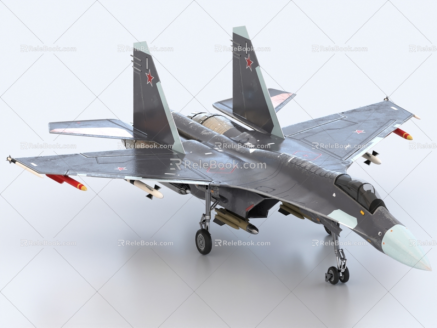 Sukhoi Fighter Su-35 Fighter Aircraft Bomber 3d model