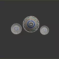 Artistic Sculpted Decorative Set With Colorful Intricate Patterns On Ceramic Plates And Lid
