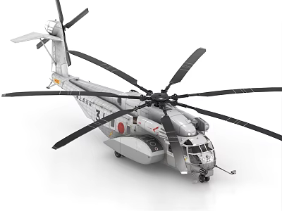 Large Heavy Lift Helicopter Featuring Multiple Rotors Fuselage Markings And Landing Gear 3d model
