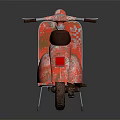 Red Vintage Motorcycle with Distressed Paint Black Seat and Classic Retro Style