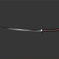 Traditional Samurai Sword with Long Sharp Blade Black Handle Red Accents and Metal Guard