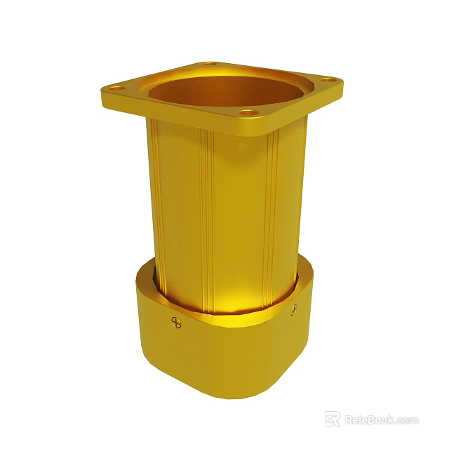 Other Golden Metal Component With Cylindrical Body And Square Top Structure 3d model 
