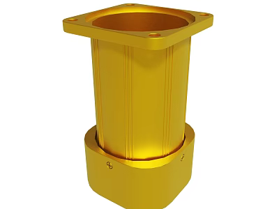 Other Golden Metal Component With Cylindrical Body And Square Top Structure 3d model