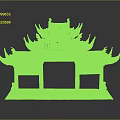 Traditional Chinese Archway Structure With Green Tiled Roof Curved Eaves And Red Ornament