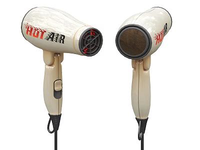 Two Beige Hair Dryers With Red Lettering Daily Electrical Appliances 3d model