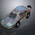 Sleek Silver Futuristic Car Design With Metallic Finish And Black Wheels