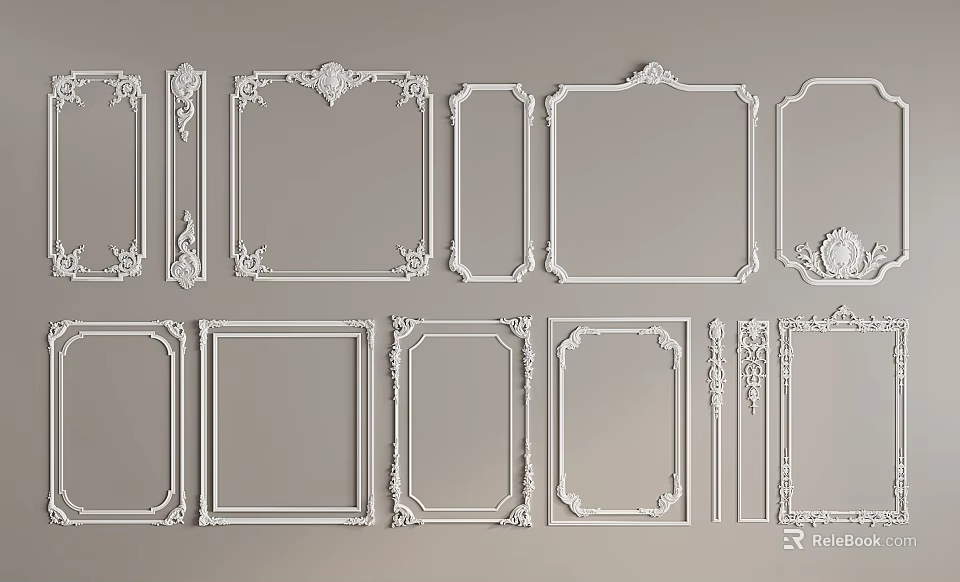 Elegant Gypsum Molding Various Classic Frame Designs For Interior Decoration 3d model 