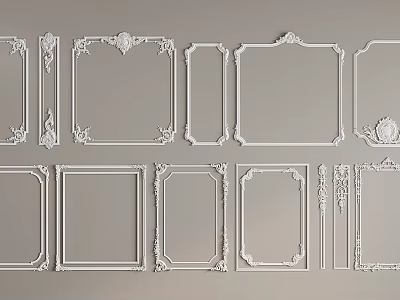 Elegant Gypsum Molding Various Classic Frame Designs For Interior Decoration 3d model