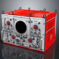 Pulse Device With Red Enclosure Silver Control Panel Circular Display And Metal Hooks