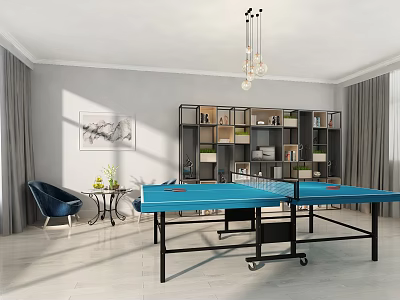 Modern table tennis room underground table tennis room 3d model
